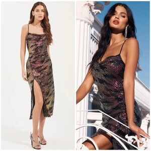 NWT ASTR Hollywood Dress $148.00 Black Multi Womens Large